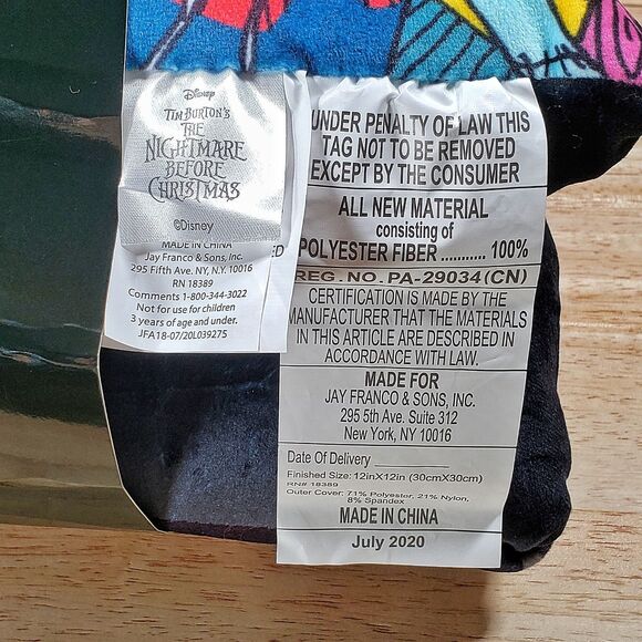 Nightmare Before Christmas Jack & Sally Plush 12 x 12 Pillows 2 Piece Set NWT - Picture 8 of 9